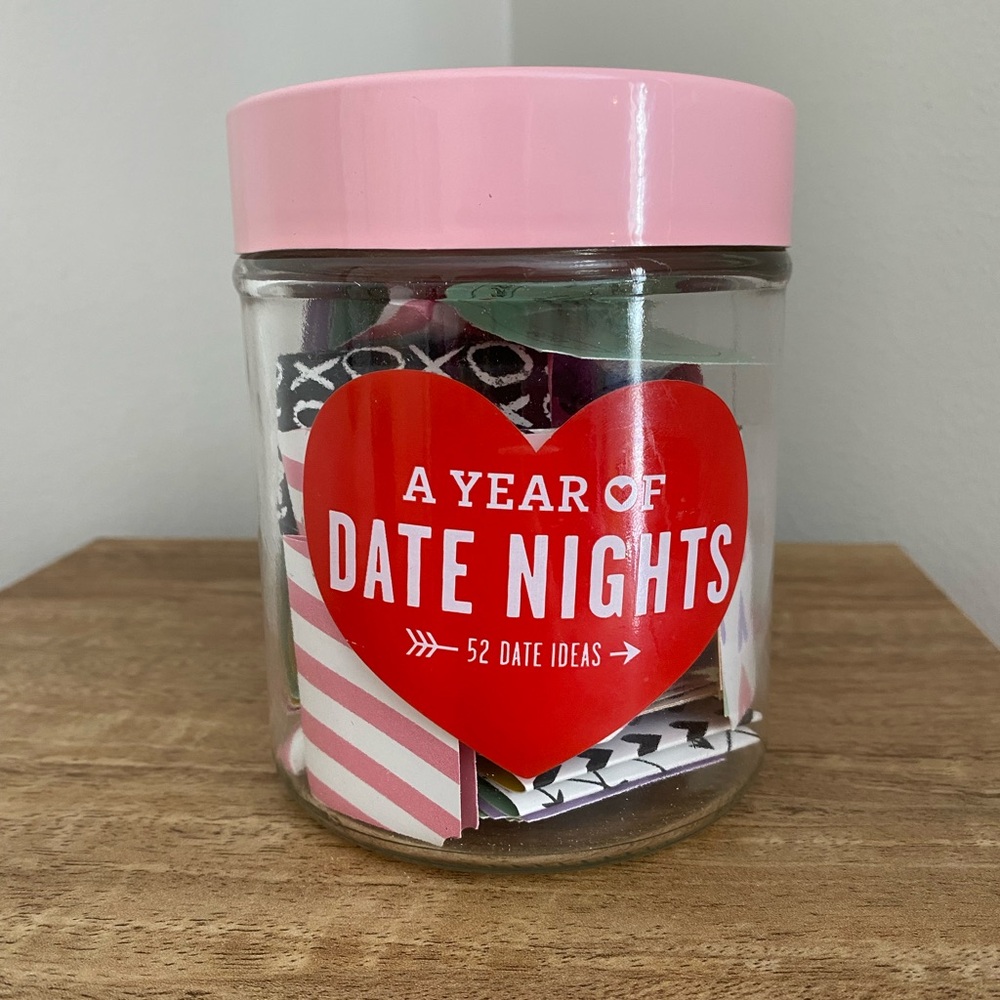 Date Night Idea Jar with Pink and Red Lid